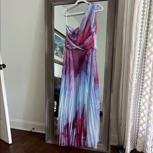 Karen Millen One Shoulder Dress - Red and Blue